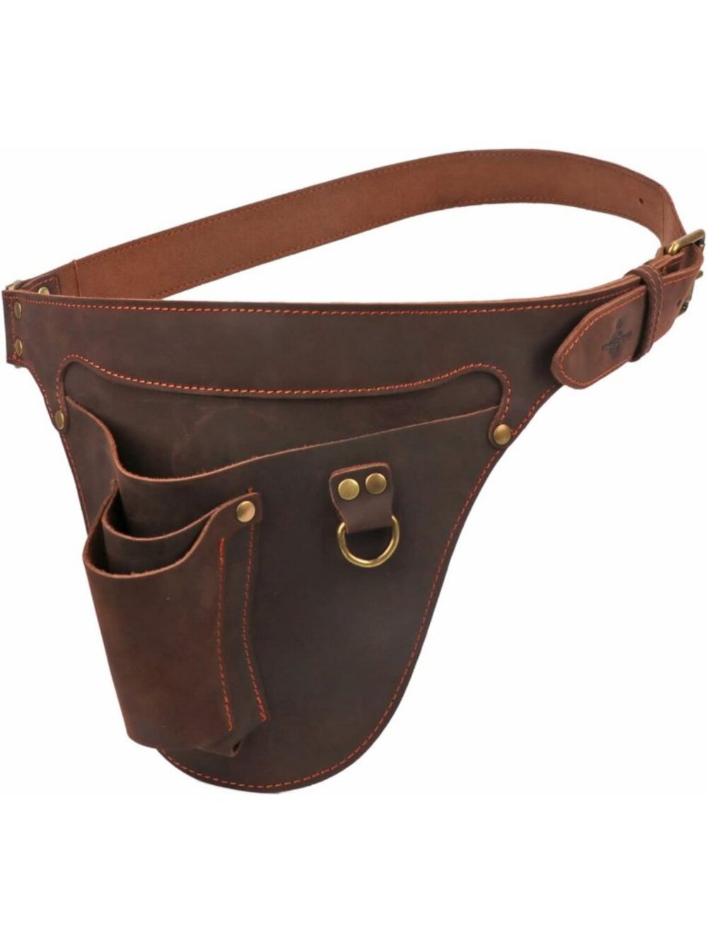 Adjustable Leather Garden Tool Belt Bag with 3 Pockets - Waist Holster for